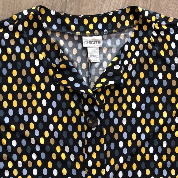 CHICO’S Notched Neckline Polka Dot Dress w/Stretch - Picture 4 of 8